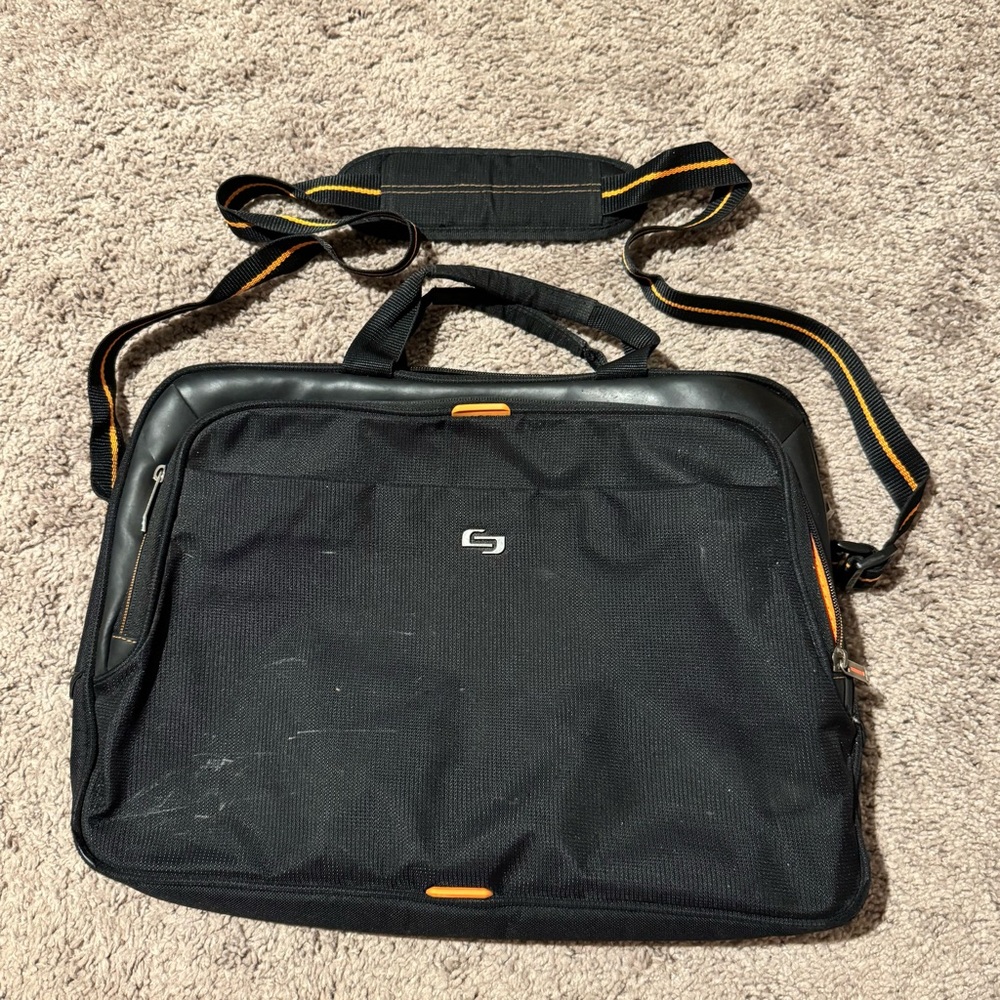 Solo New York - Ace Slim Briefcase for 15.6" Laptop - Black/Orange